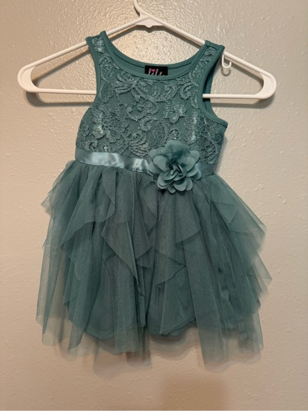 Teal Lace & Tulle Flower Girl Dress